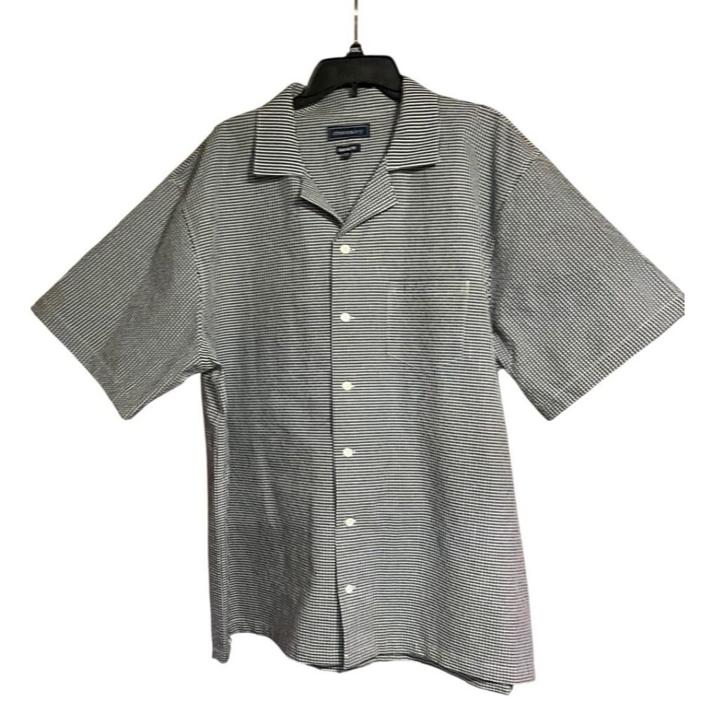 Crown & Ivy Button Up Blue White Gingham Short Sleeve Collared Shirt Sz XXL